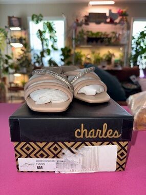 Charles By Charles David Nude Crystal-Strap Heels